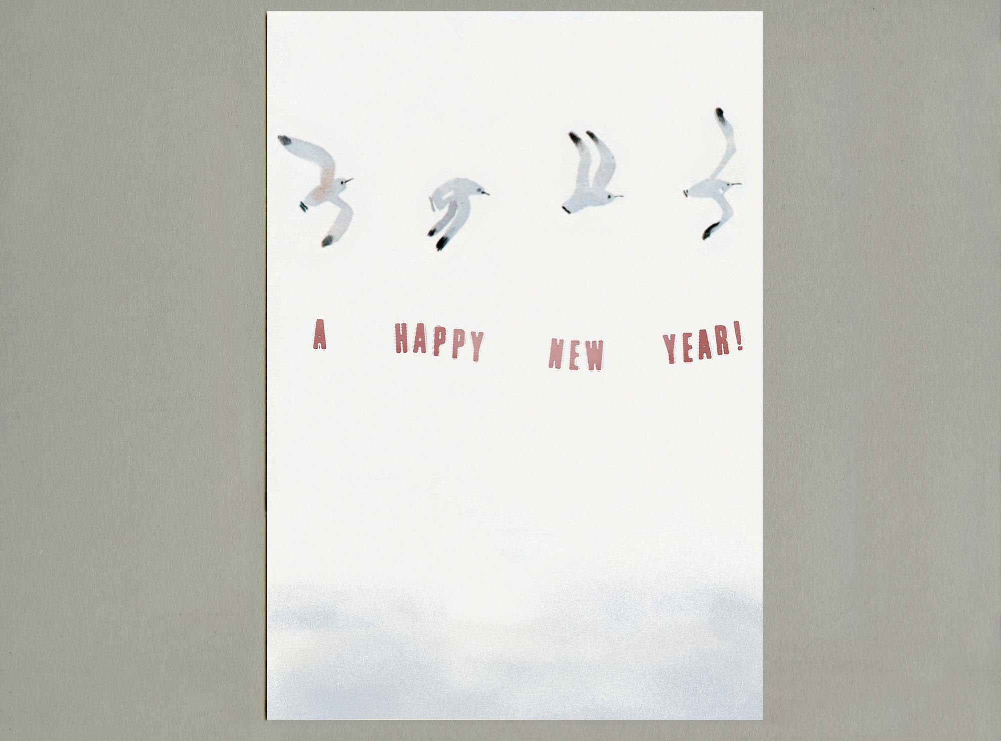 Greeting card. Illustration of of flying bird with sentence underneath.