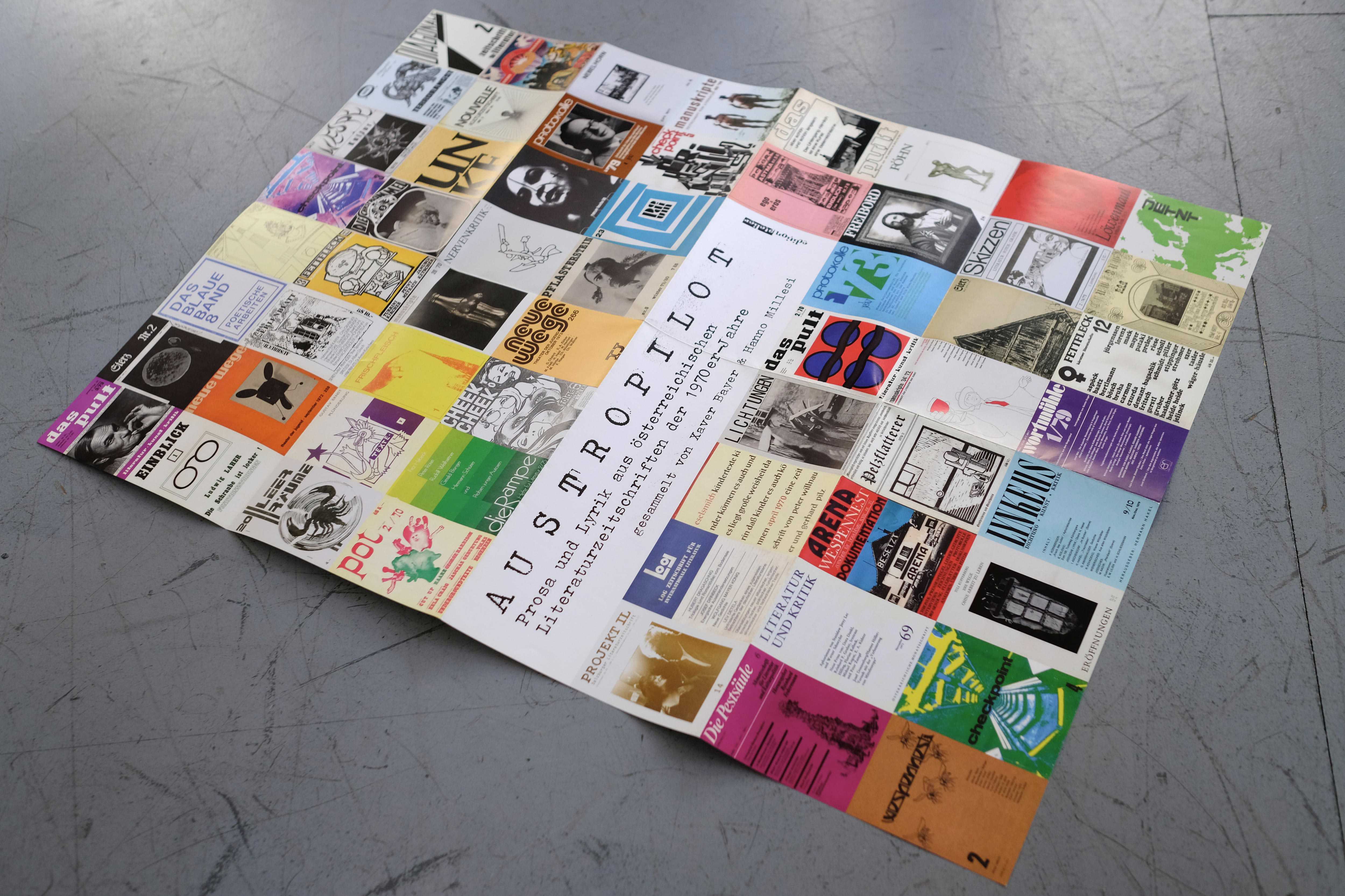 Poster showing a mosaic of old literary magazine covers.