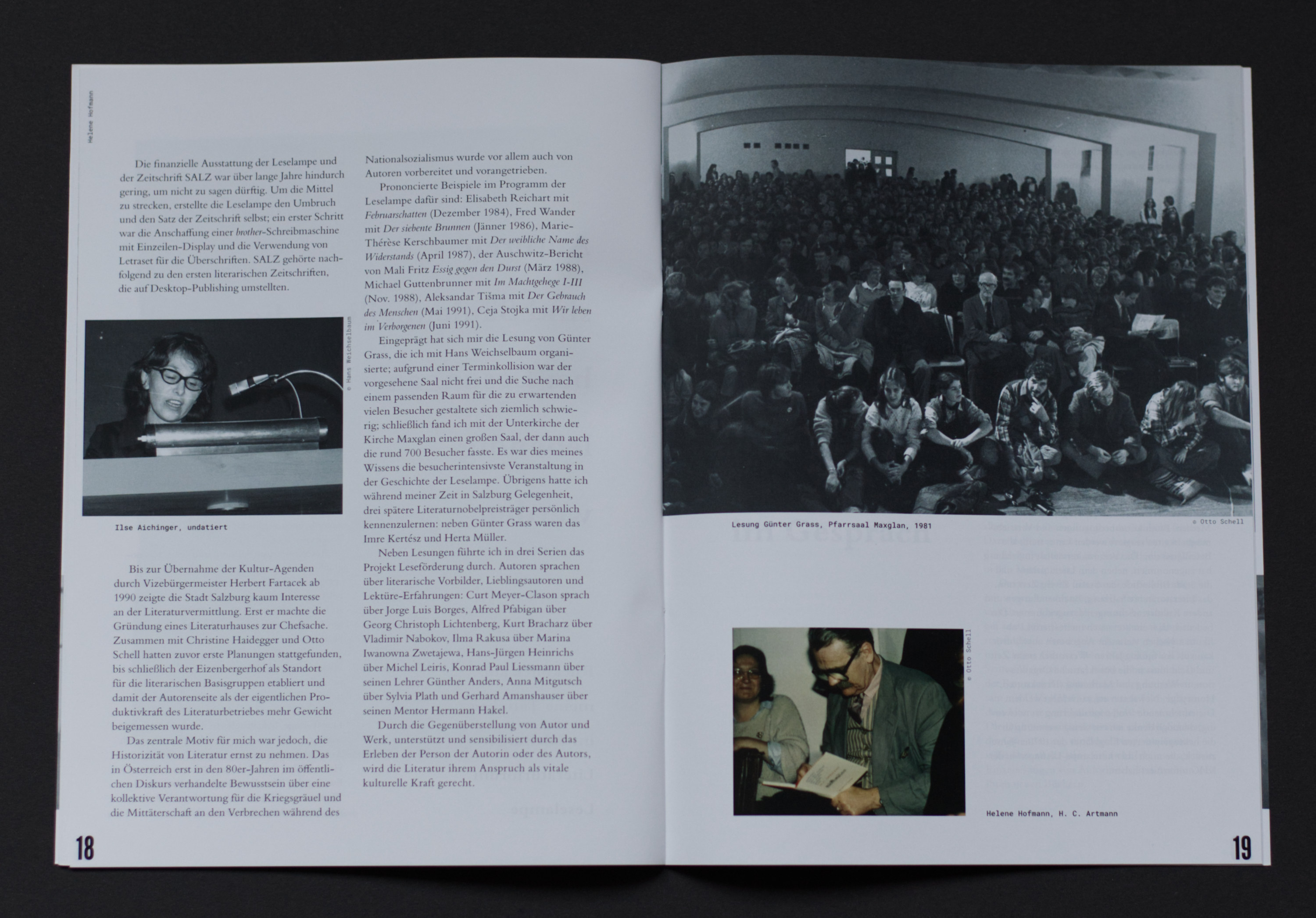 Double page. Layout with photos and text.
