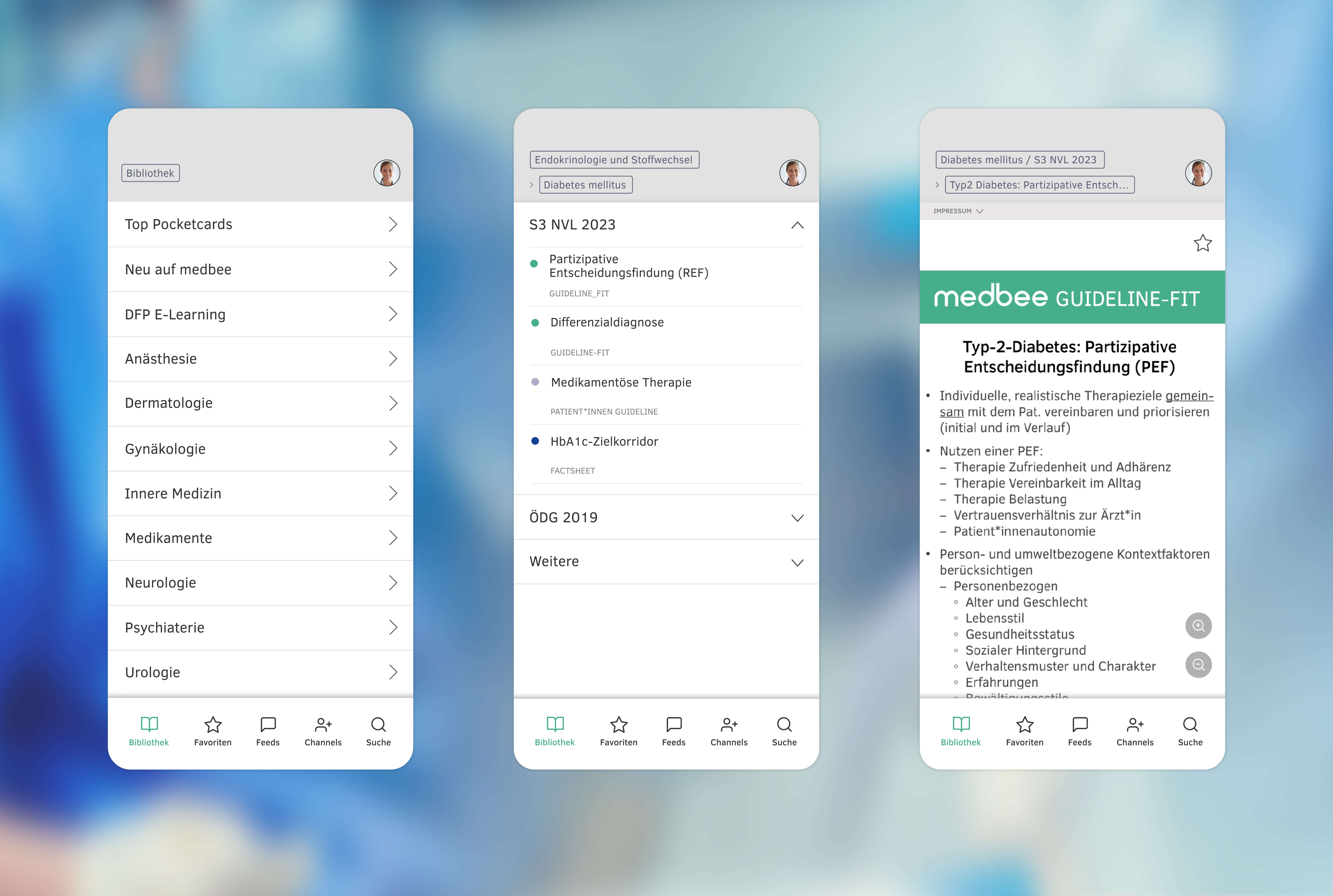 Screenshots of user-interface on mobile devices and desktop.