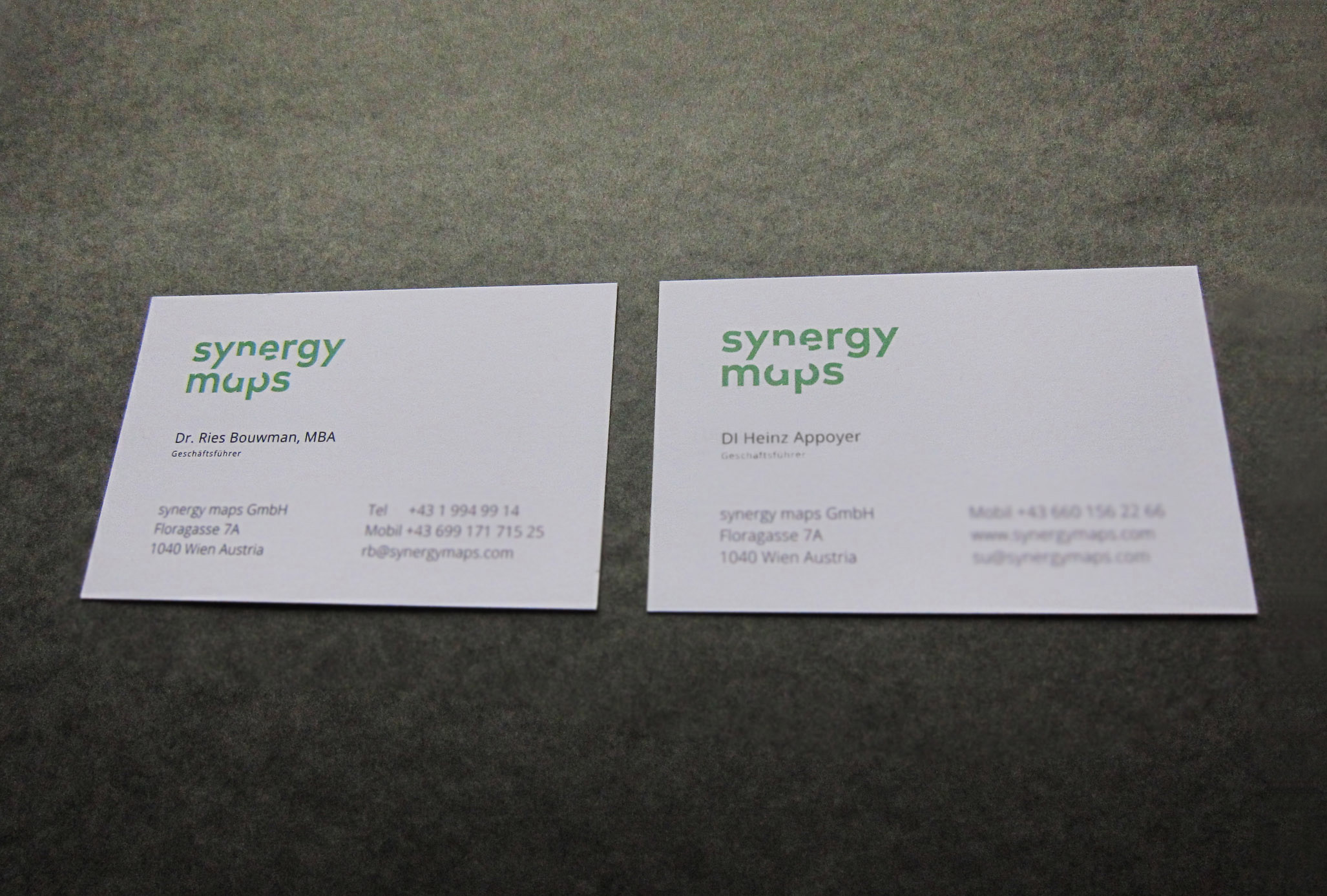 Close-up business cards.