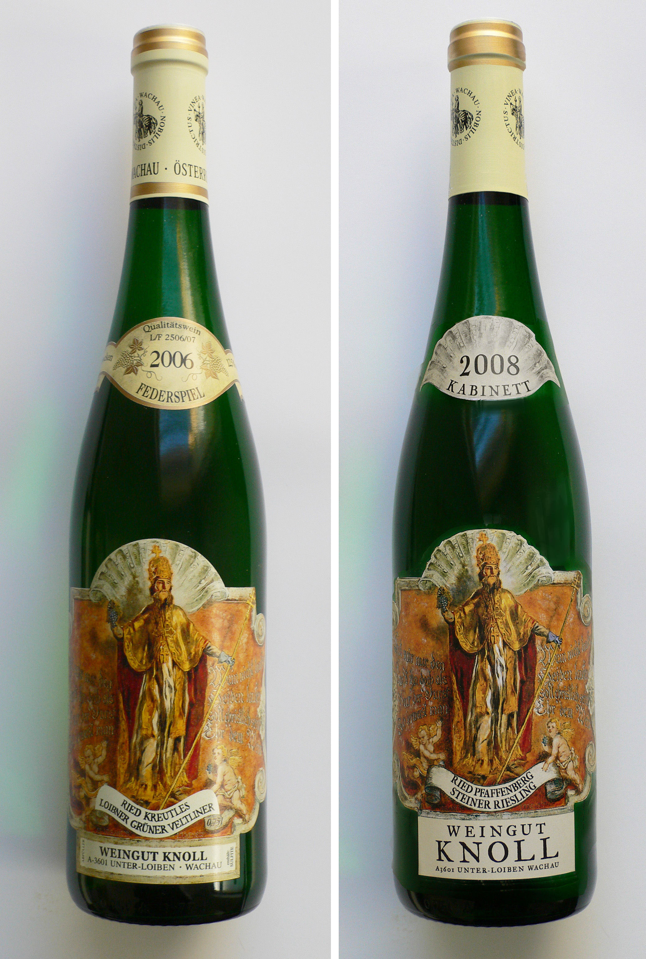 2 photos of the same wine bottle. Label differs slightly.